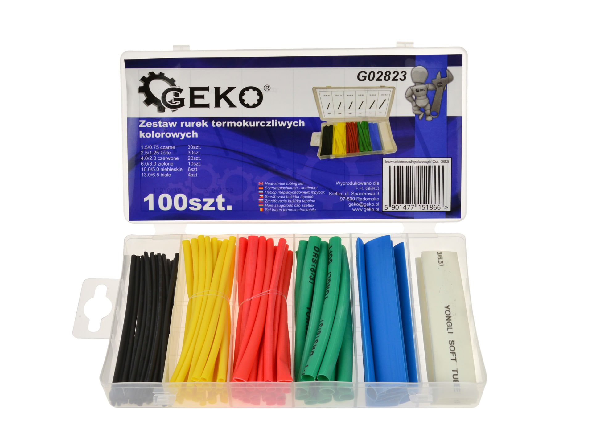 Set 100 tuburi termocontractabile colorate, GEKO G02823