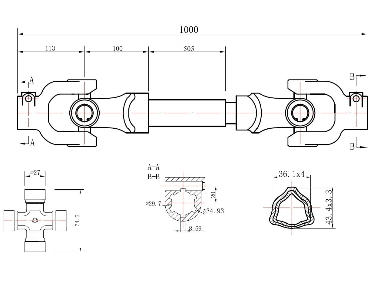 Cardan/Arbore de transmisie 100cm, Geko G72301 - 3 | YEO