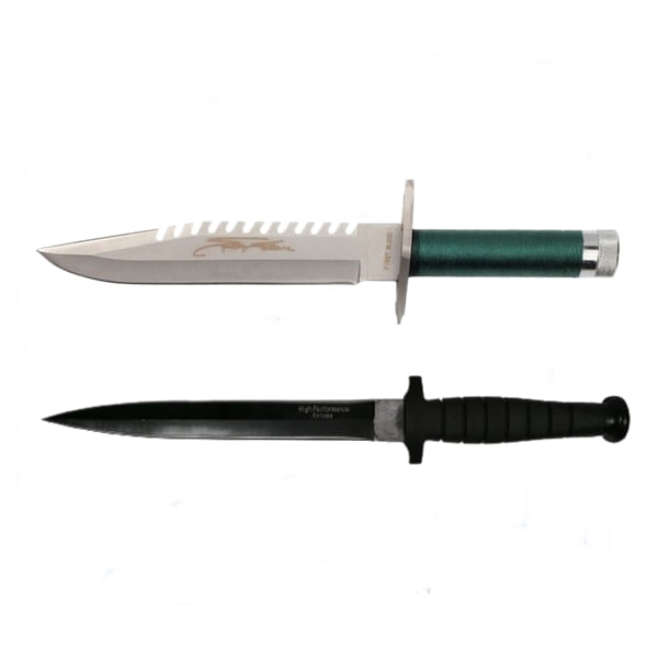 Set doua Cutite de vanatoare , Tactical Knife, IdeallStore®, otel inoxidabil, verde, 35 cm
