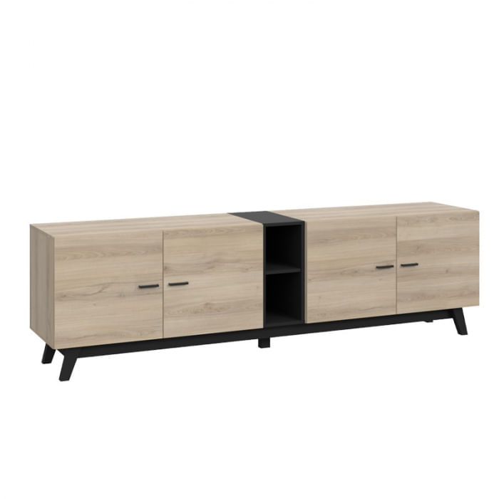 Comoda Cardiff 200x63x41 cm Nuanta Negru/Sonoma — imaginea 3