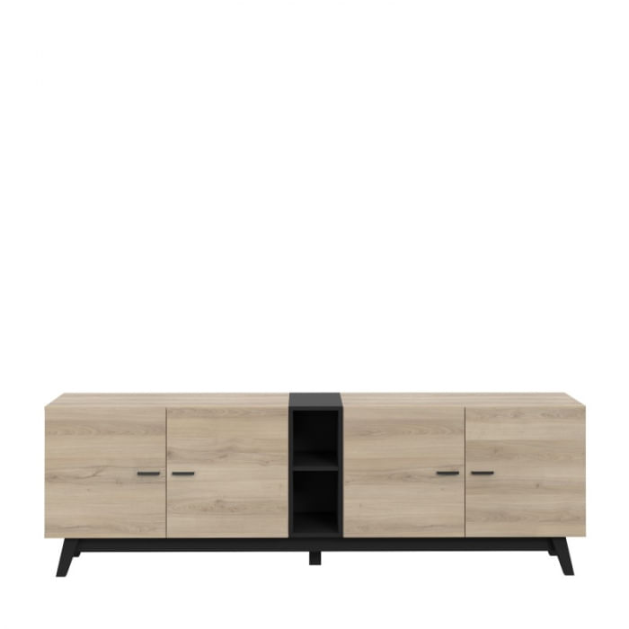 Comoda Cardiff 200x63x41 cm Nuanta Negru/Sonoma — imaginea 4