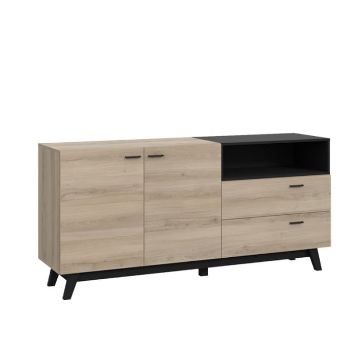 Comoda Nova 159.5x82.4x41 cm Nuanta Sonoma/Negru — imaginea 3