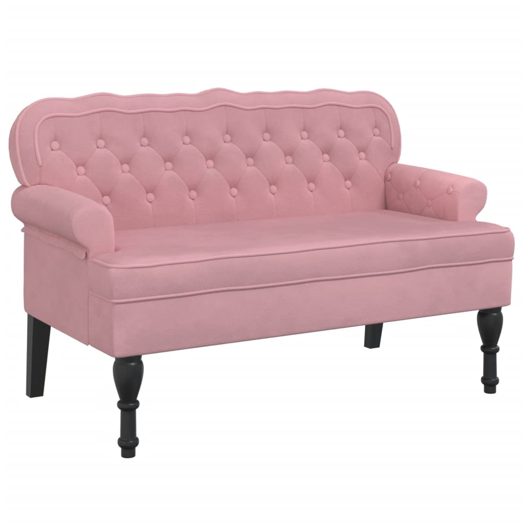 Bancheta cu spatar, roz, 119,5x64,5x75 cm, catifea