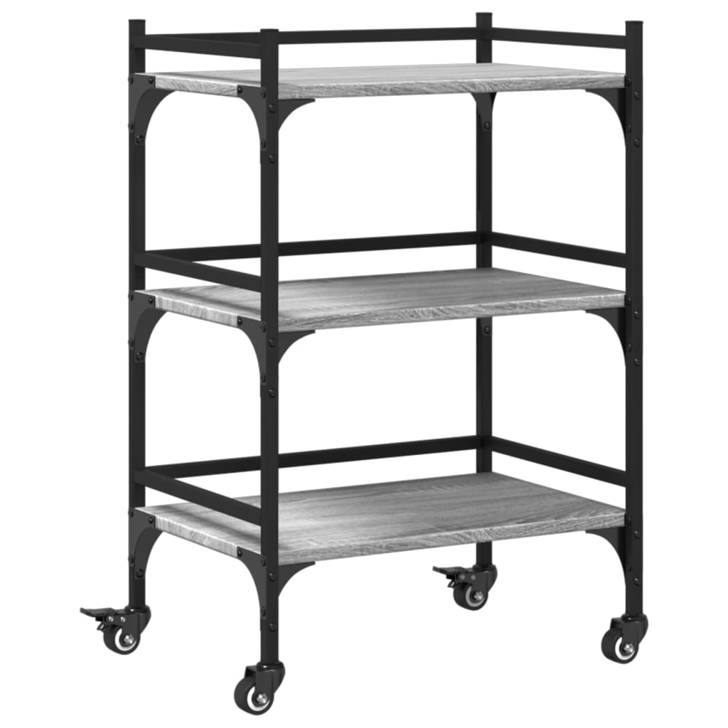 Carucior de bucatarie, gri sonoma, 50x35x75,5cm, lemn prelucrat