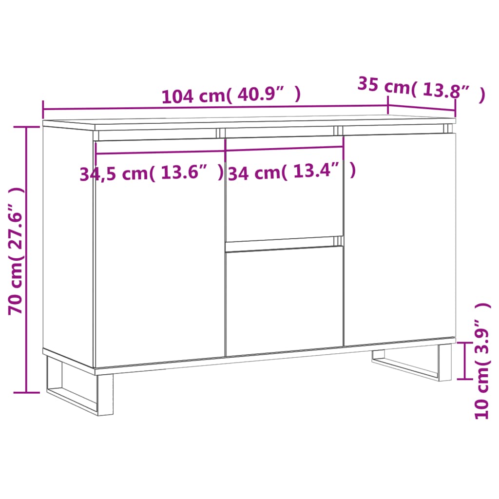Servanta, stejar sonoma, 104x35x70 cm, lemn prelucrat — imaginea 11