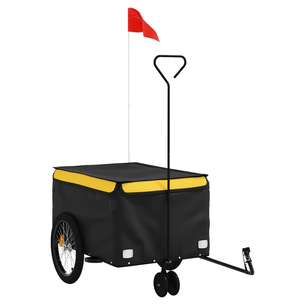 Remorca pentru biciclete, negru și galben, 30 kg, fier, mărime 124x53x45 cm