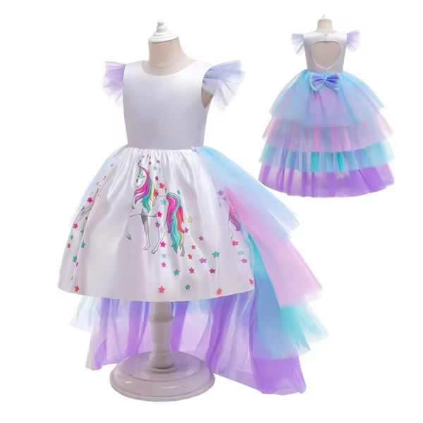Rochie Unicorn cu trena detasabila, IdeallStore®, 3-5 ani - 4 | YEO