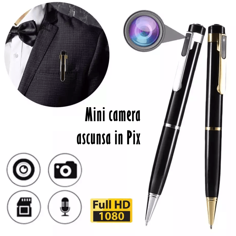 Pix Spion cu Camera 1080 Full HD si Microfon, Inregistrare Audio Video, Foto, Aparat Spion cu Camera Ascunsa - 1 | YEO