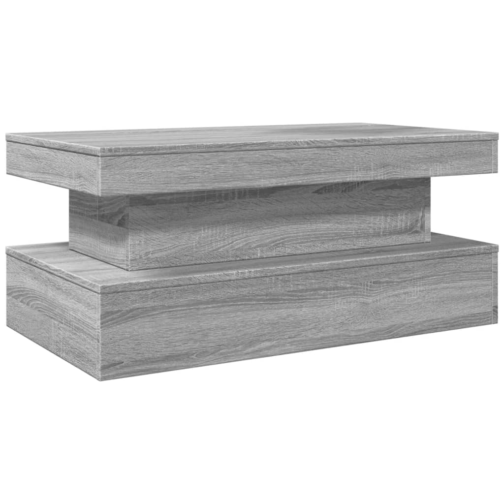 Masuta de cafea cu lumini LED, gri sonoma, 90x50x40 cm - imagine 3