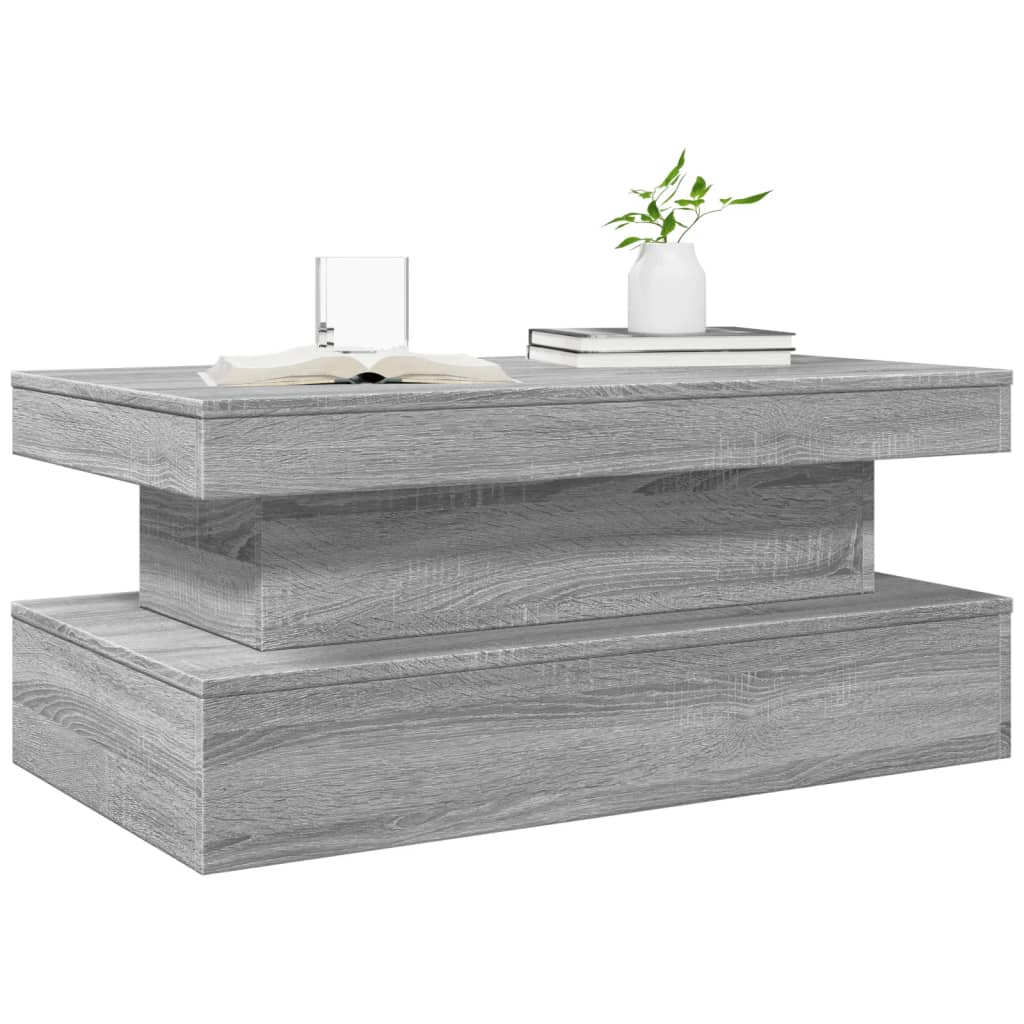Masuta de cafea cu lumini LED, gri sonoma, 90x50x40 cm - imagine 6