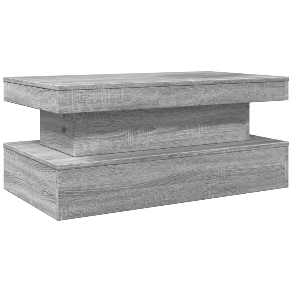 Masuta de cafea cu lumini LED, gri sonoma, 90x50x40 cm - imagine 9