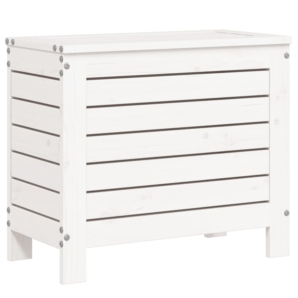 Taburet de gradina, alb, 62x31,5x52 cm, lemn masiv pin