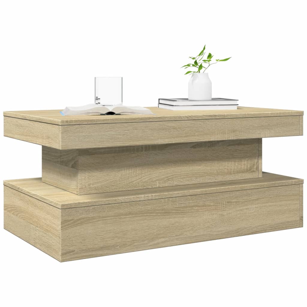 Masuta de cafea cu lumini LED, stejar sonoma, 90x50x40 cm — imaginea 6