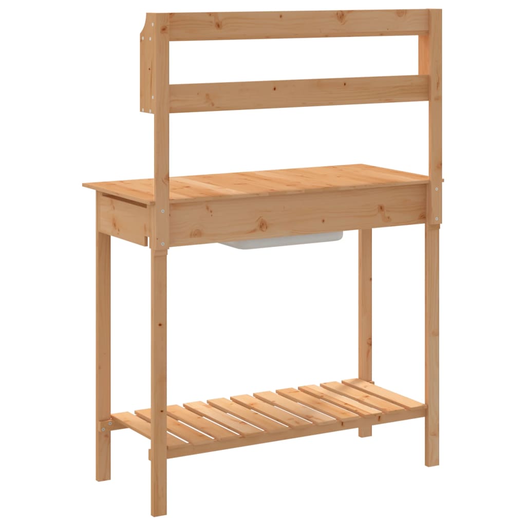Masa plantare cu chiuveta maro 147,5x44x139,5cm lemn masiv brad — imaginea 9