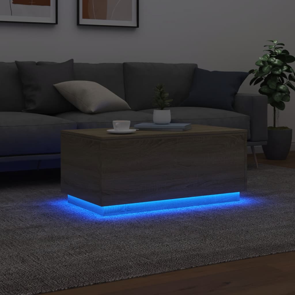 Masuta de cafea cu lumini LED, stejar sonoma, 90x50x40 cm — imaginea 5