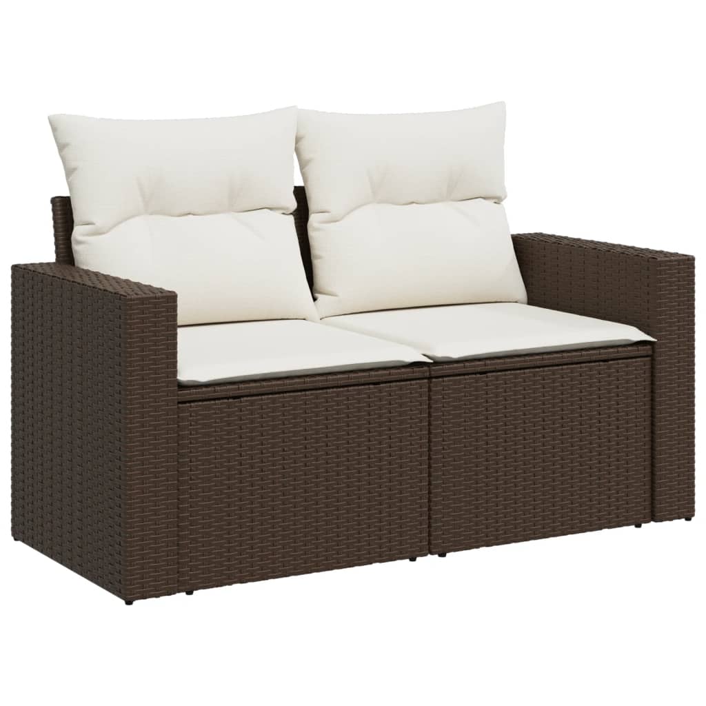 Set canapele de gradina cu perne, 10 piese, maro, poliratan — imaginea 5