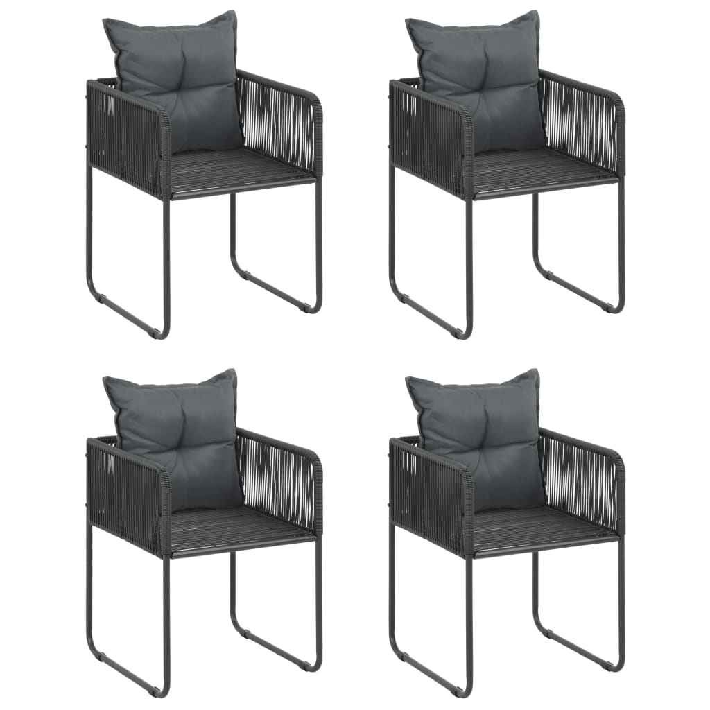 Set mobilier de gradina, 5 piese, negru, ratan PVC — imaginea 4
