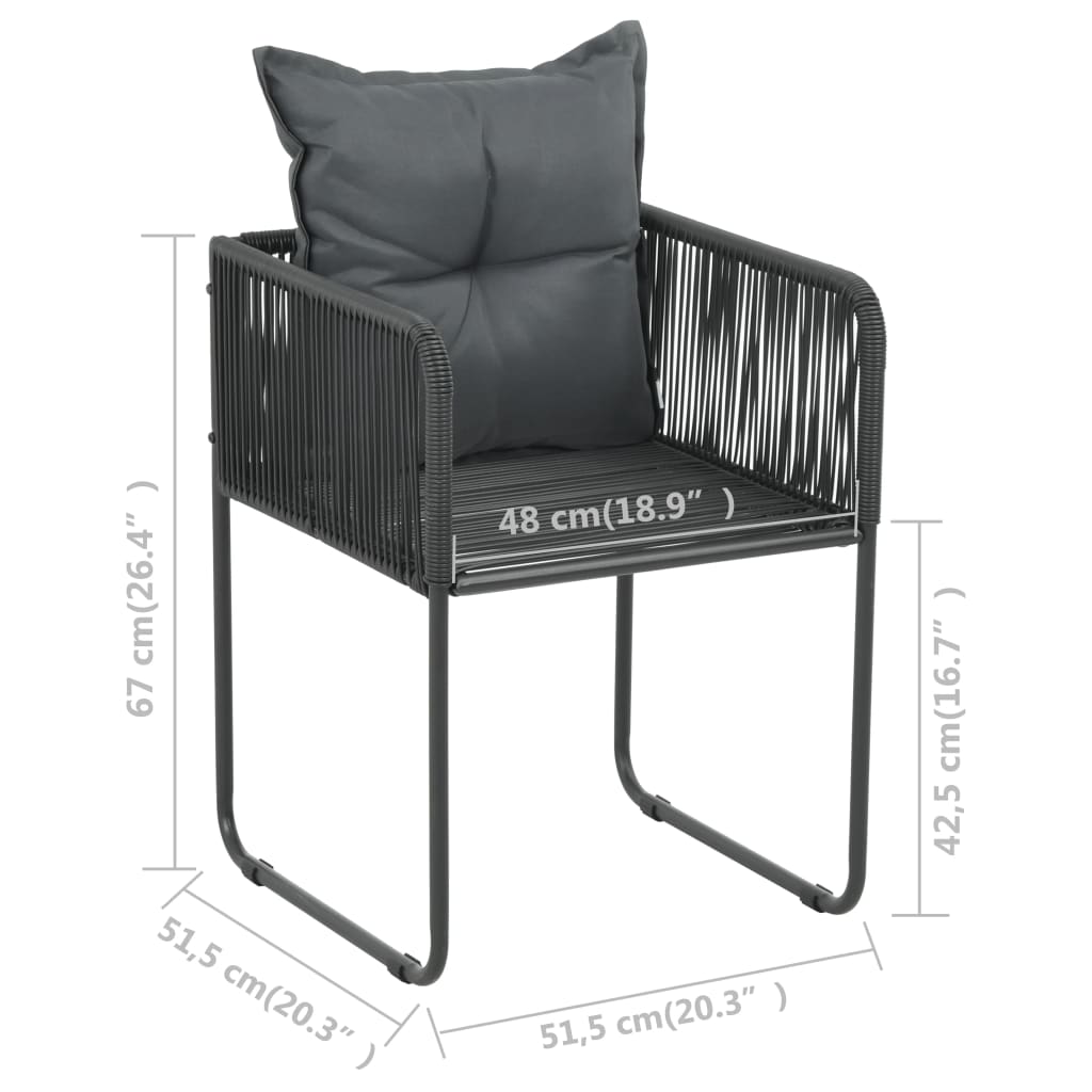 Set mobilier de gradina, 5 piese, negru, ratan PVC — imaginea 9