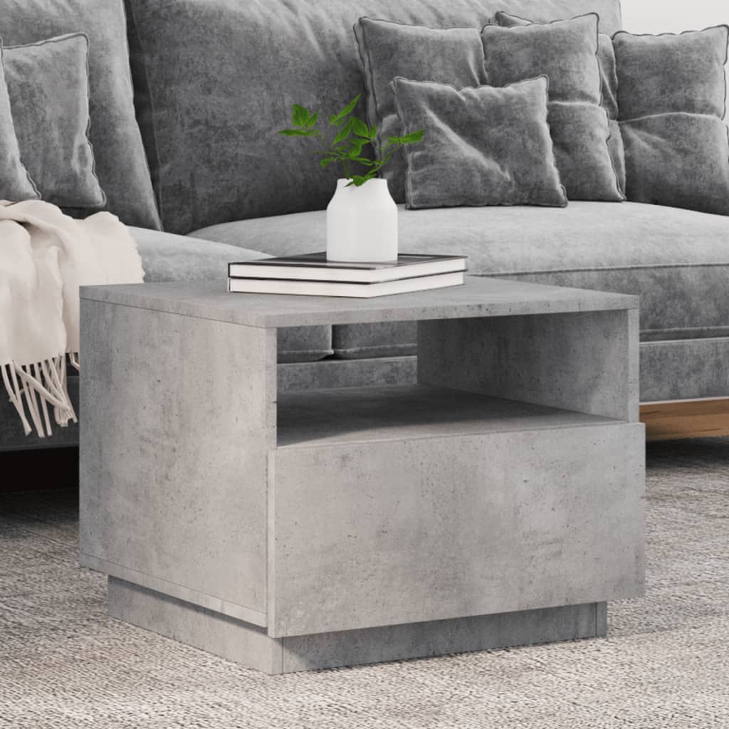 Masuta de cafea cu lumini LED, gri beton, 50x49x40 cm — imaginea 2