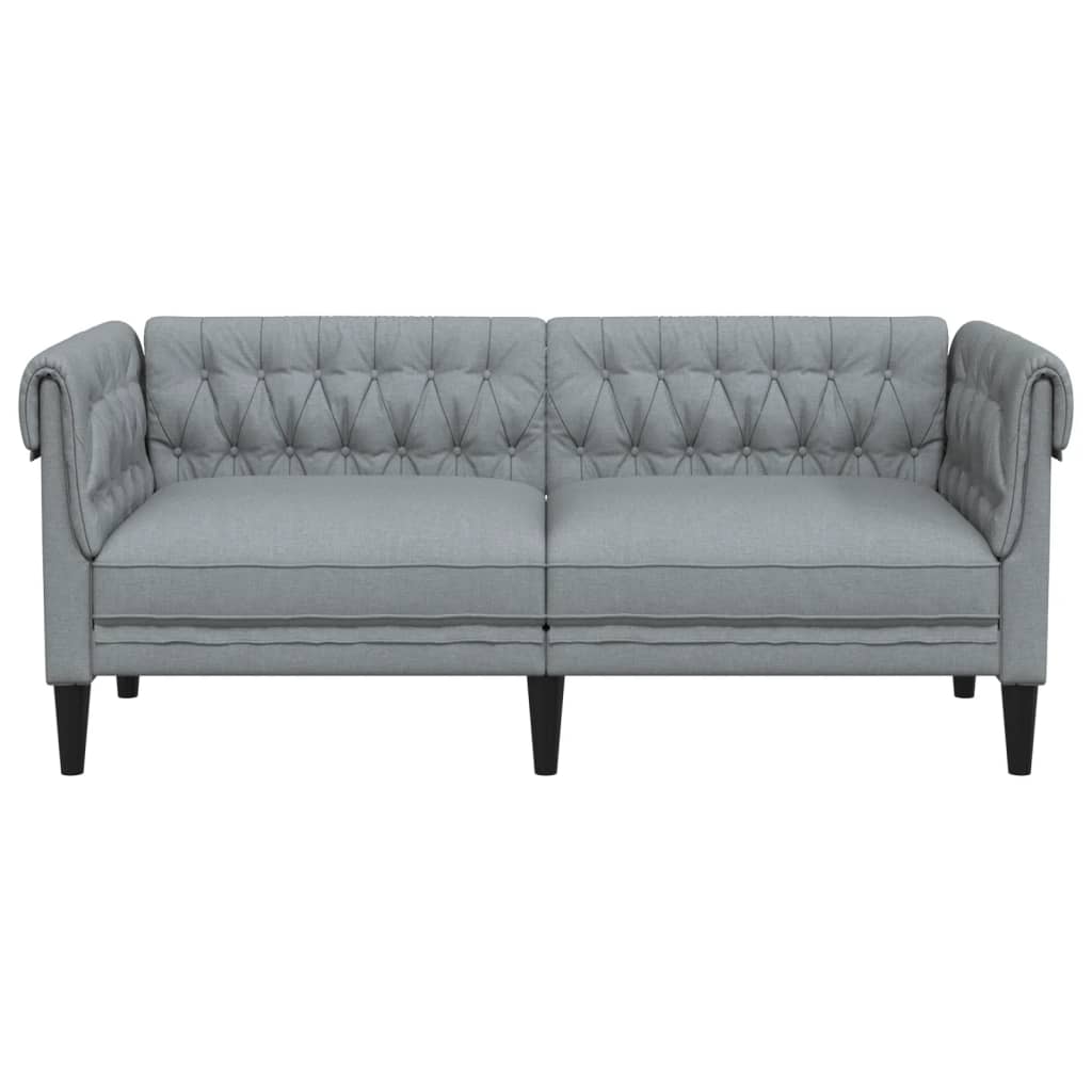 Canapea Chesterfield cu 2 locuri, gri deschis, material textil — imaginea 4