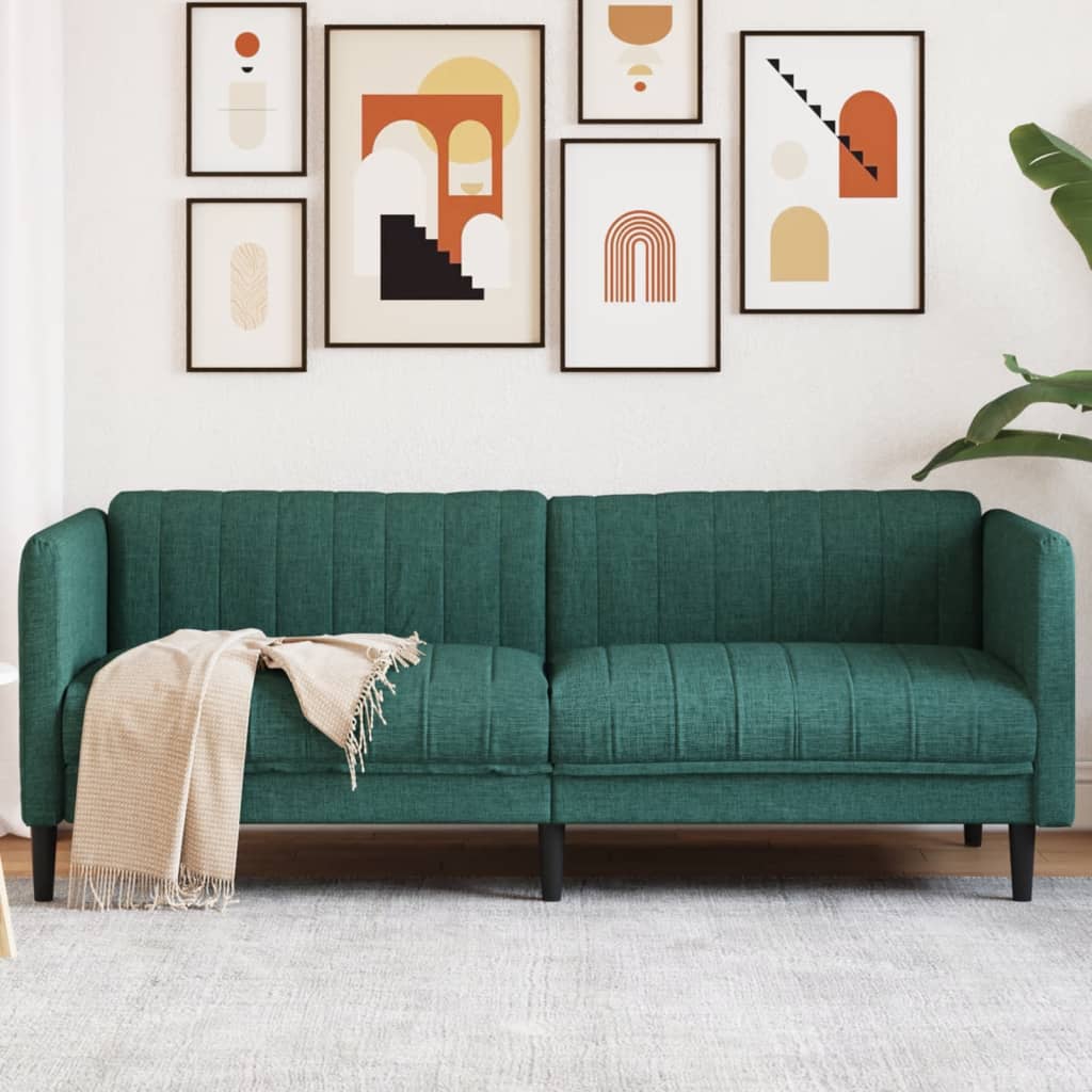 Canapea cu 3 locuri, verde inchis, material textil — imaginea 2