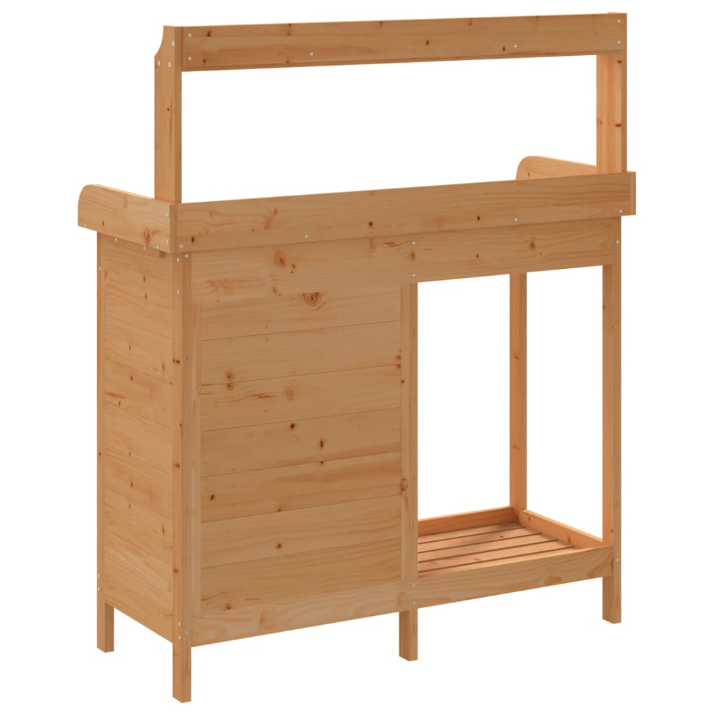Masa plantare cu dulap, maro, 110,5x45x124,5 cm lemn masiv brad — imaginea 9