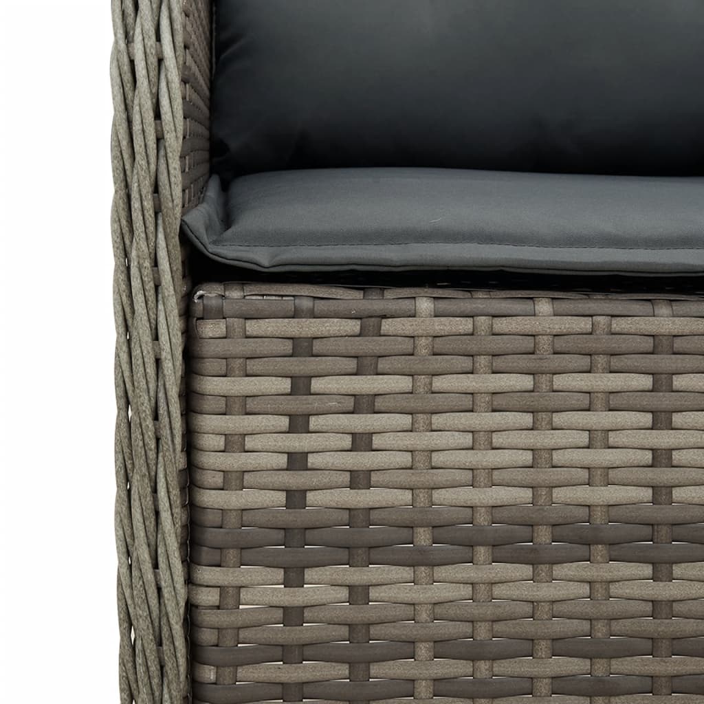 Set mobilier de gradina cu perne, 7 piese, gri, poliratan — imaginea 5