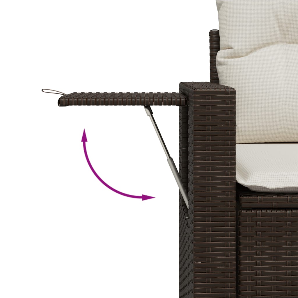 Set canapele de gradina cu perne, 7 piese, maro, poliratan — imaginea 8