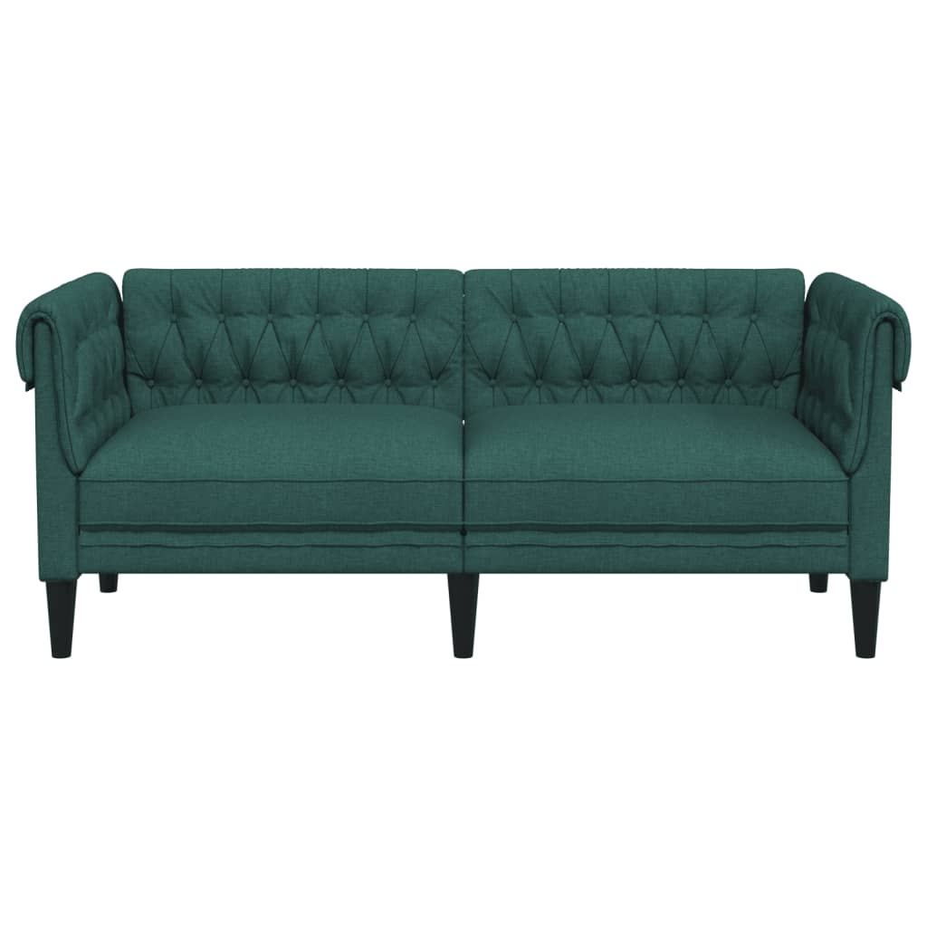 Canapea Chesterfield cu 2 locuri, verde inchis, material textil — imaginea 4