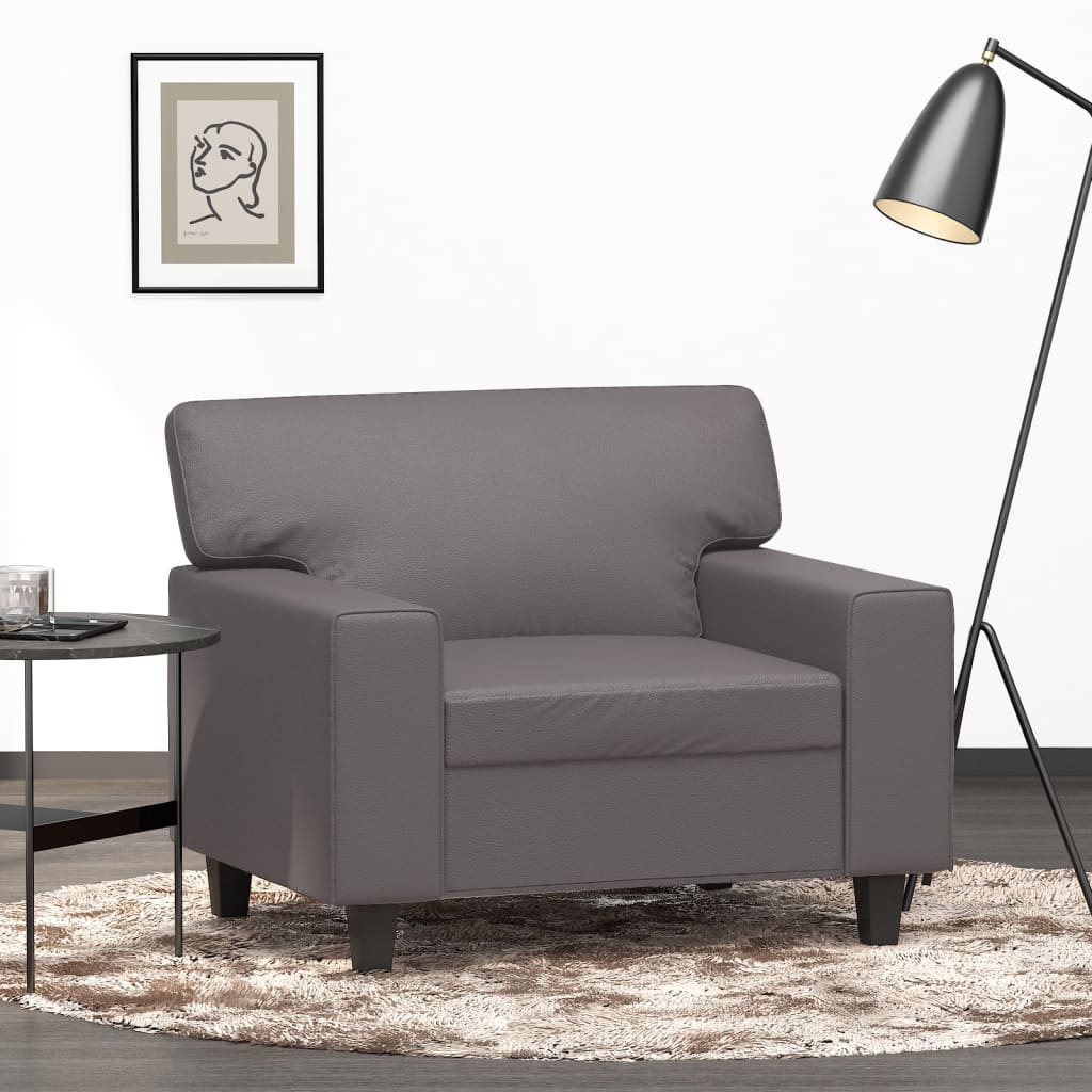 Canapea de o persoana, gri, 60 cm, piele ecologica — imaginea 2