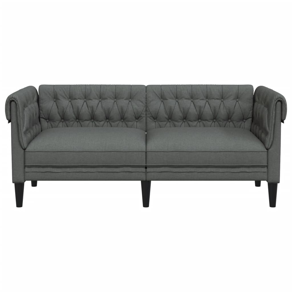 Canapea Chesterfield cu 2 locuri, gri inchis, material textil — imaginea 4
