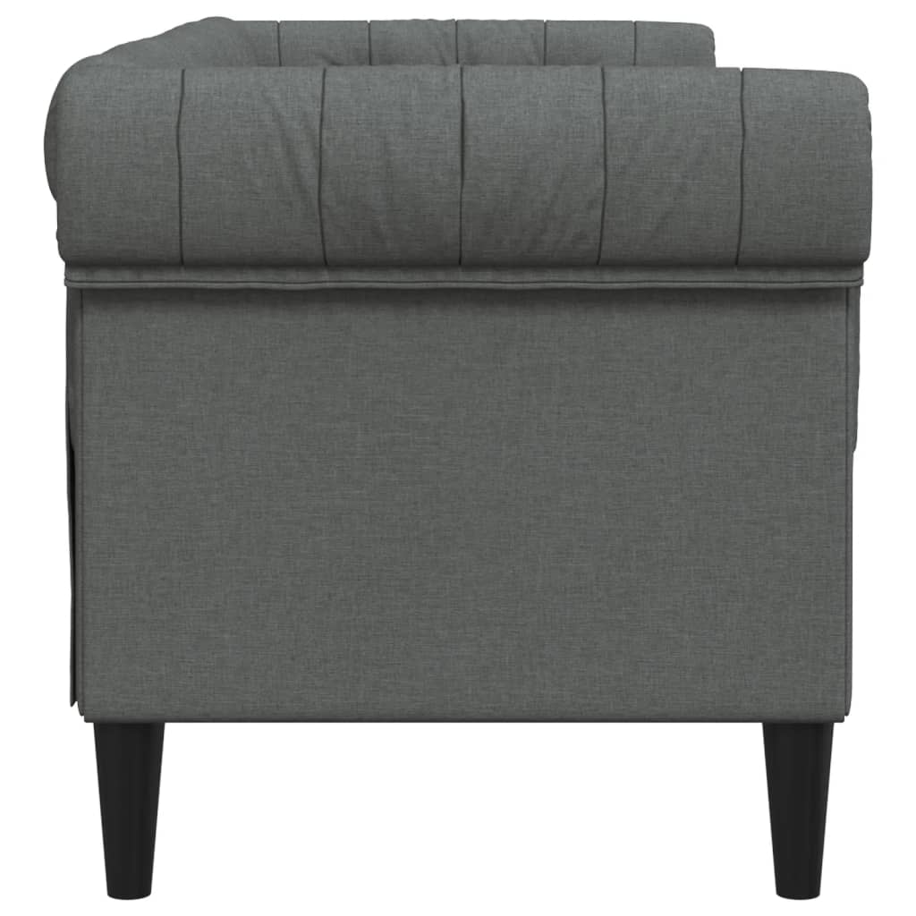 Canapea Chesterfield cu 2 locuri, gri inchis, material textil — imaginea 5