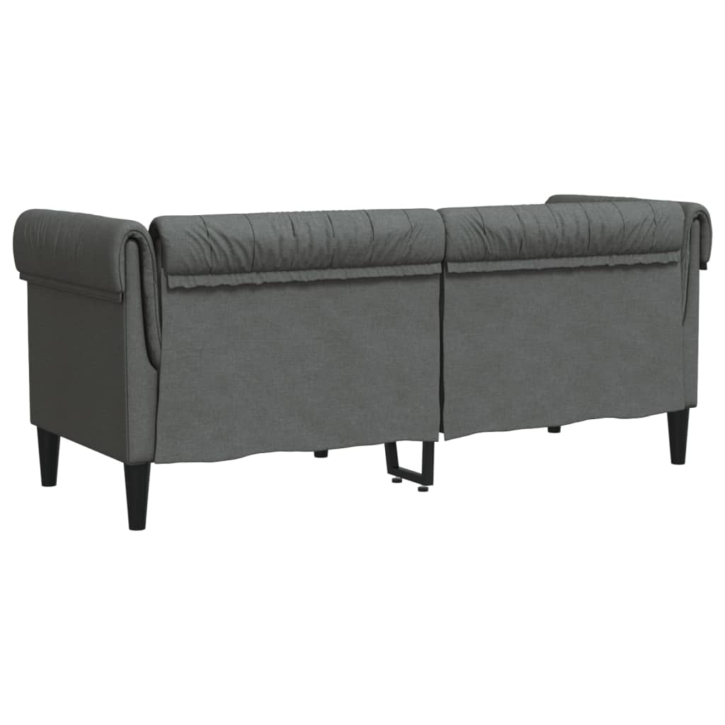 Canapea Chesterfield cu 2 locuri, gri inchis, material textil — imaginea 6