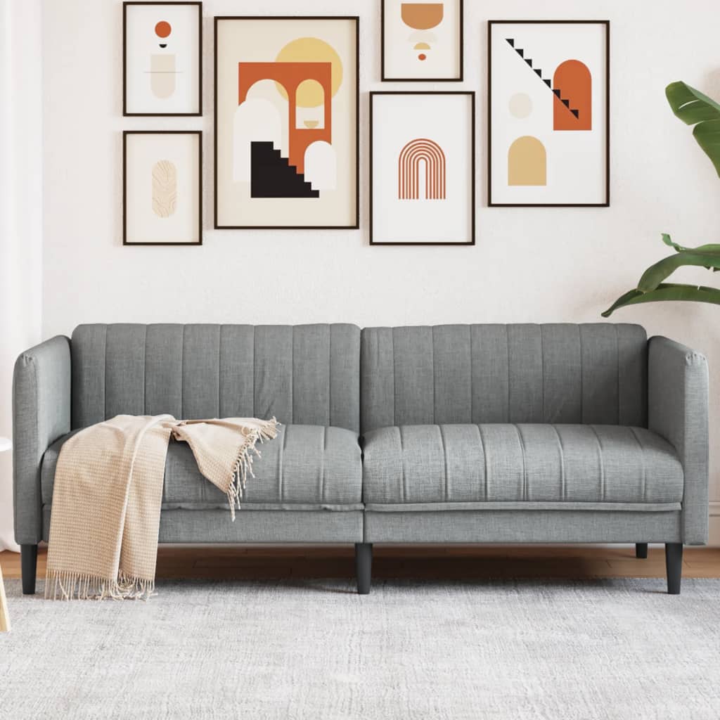 Canapea cu 3 locuri, gri deschis, material textil — imaginea 2
