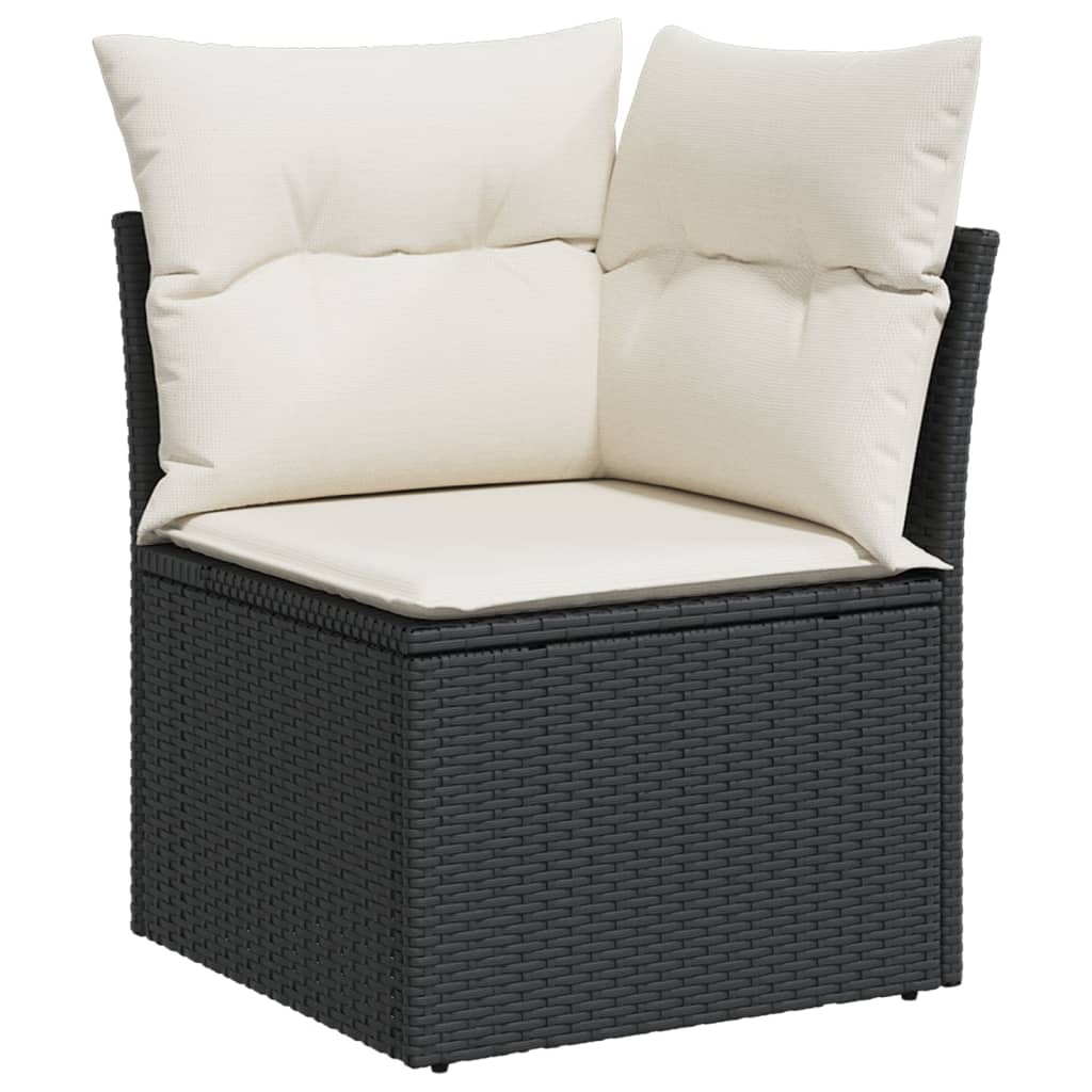 Set mobilier de gradina cu perne, 5 piese, negru, poliratan — imaginea 4