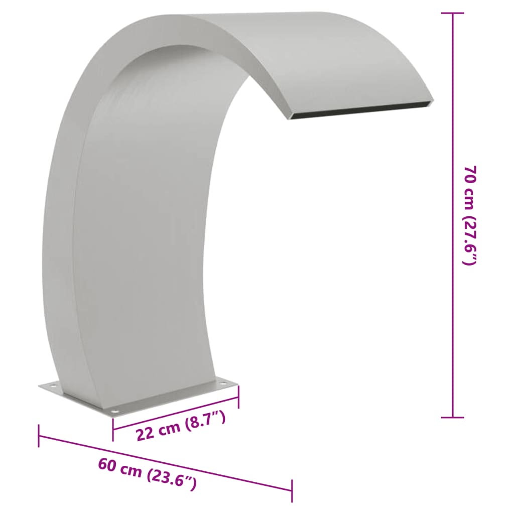 Fantana de piscina cu LED, 22x60x70 cm, otel inoxidabil 304, model - imagine 11