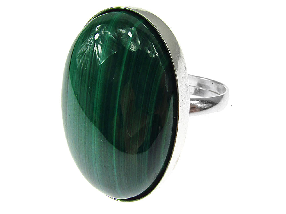 Inel argint reglabil masiv cu malachit natural 25x18 MM