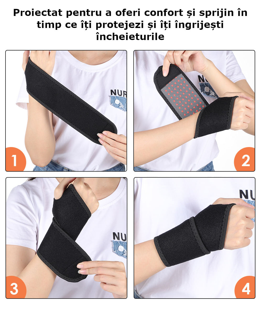 Set terapeutic pentru incheieturi: orteze cu turmalina, compresa calda, usor de purtat, marime universala, 2 bucati - 3 | YEO