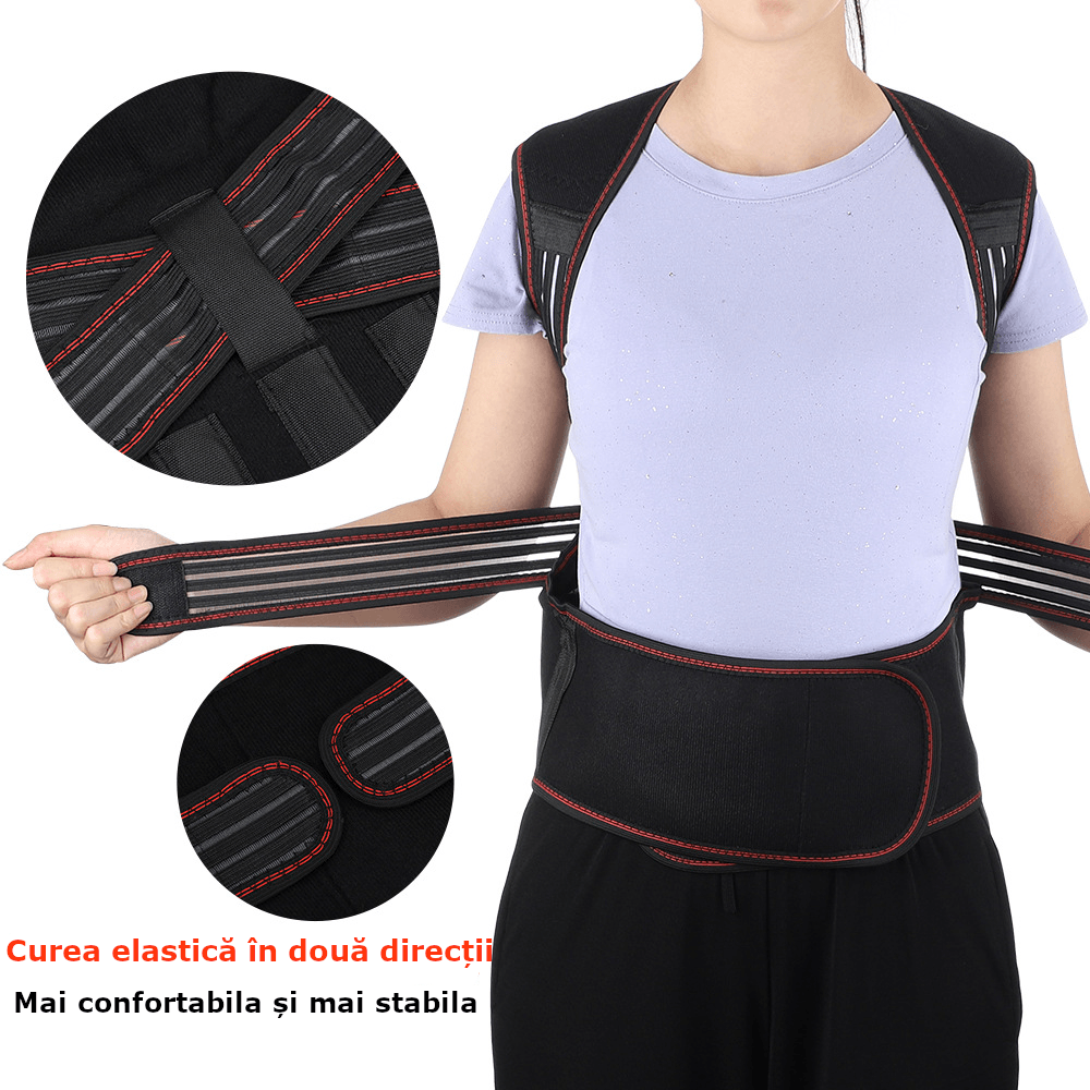 Vesta incalzitoare turmalina, suport lombar, cervical, abdominal, ajustabil, 118 magneti, corectare postura, unisex, M - 1 | YEO