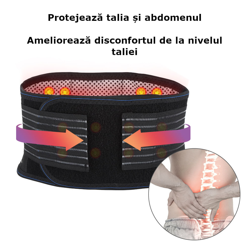 Centura lombara incalzitoare cu 20 magneti de turmalina pentru talie, abdomen, corectare postura, unisex, marime L - 4 | YEO