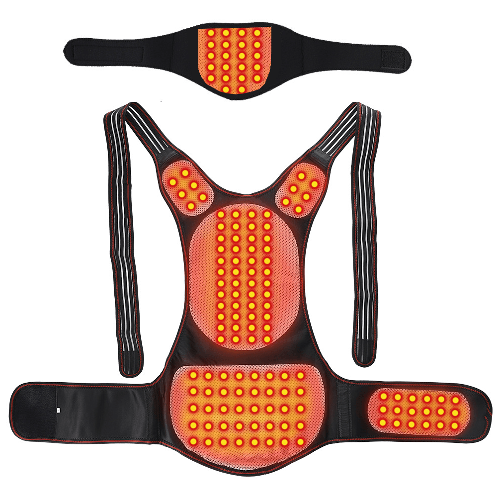 Vesta incalzitoare turmalina, suport lombar, cervical, abdominal, ajustabil, 118 magneti, corectare postura, unisex, XL