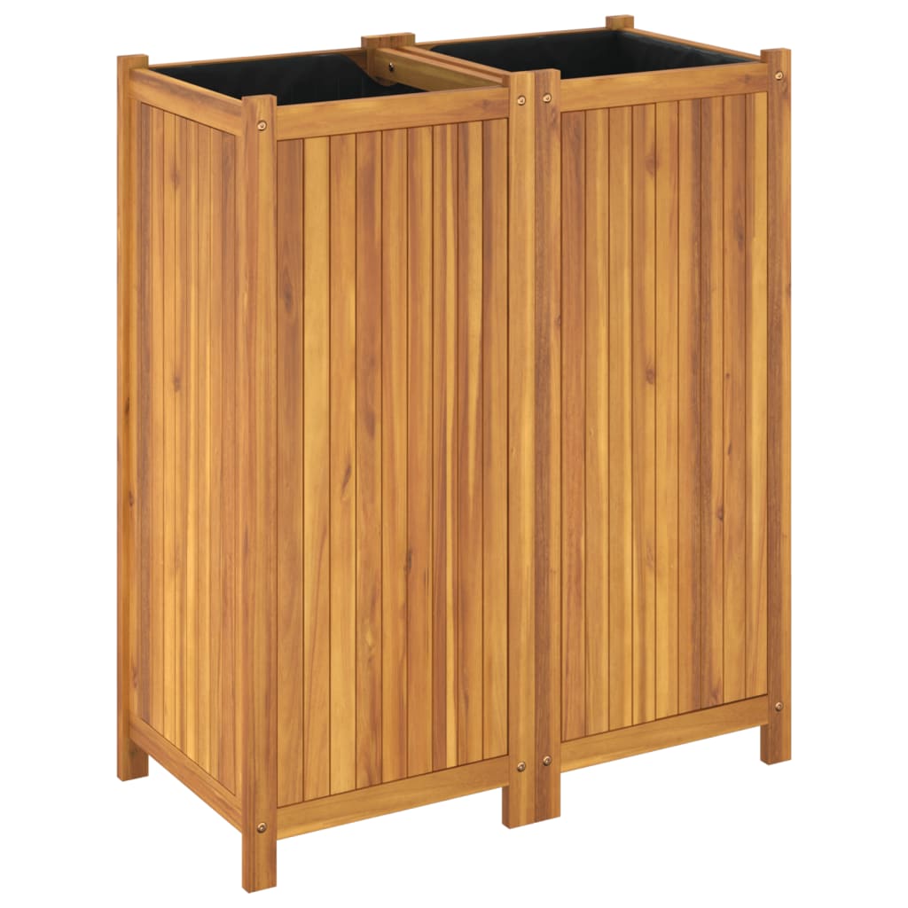 Jardiniera de gradina cu captuseala, 84x42x100 cm, lemn acacia — imaginea 7