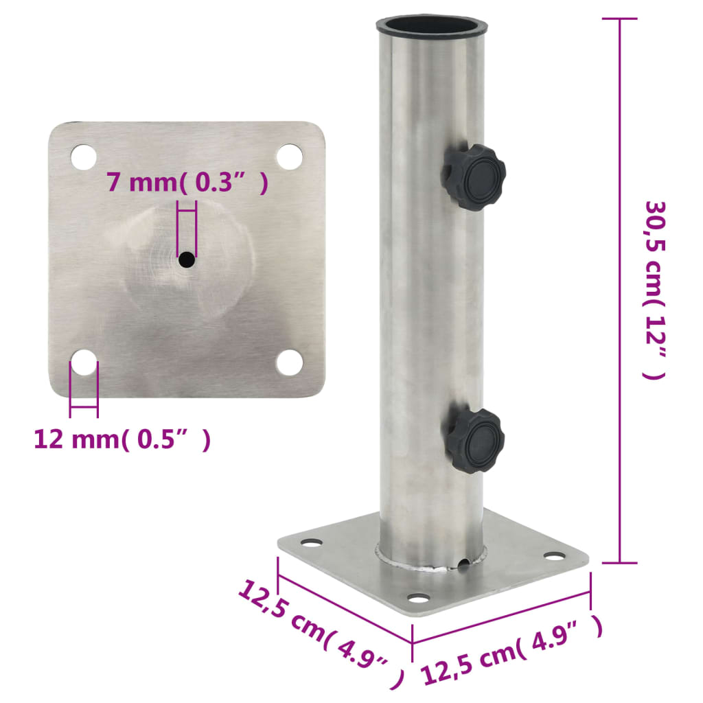 Suport de umbrela pentru stalp de Ø38/48 mm, argintiu, otel - imagine 7