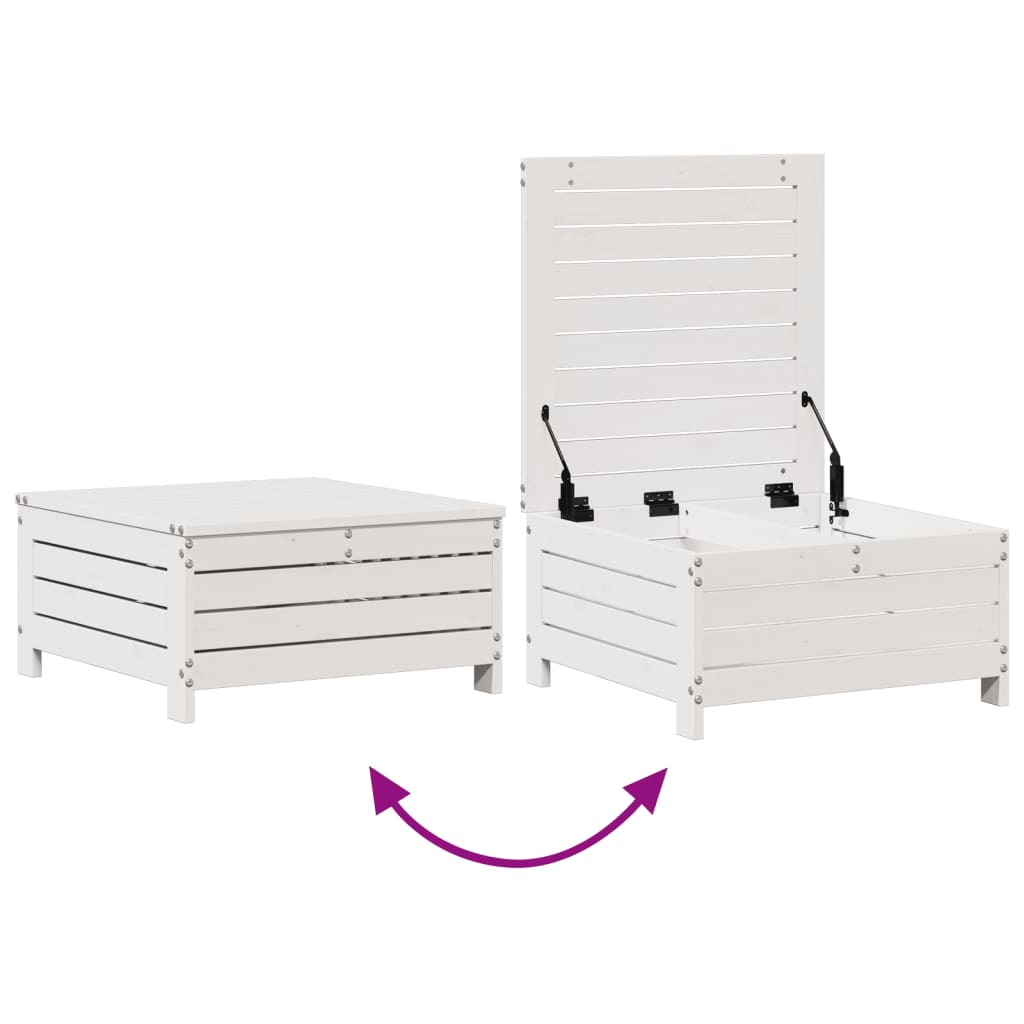 Set mobilier de gradina cu perne, 3 piese, alb, lemn masiv pin — imaginea 6