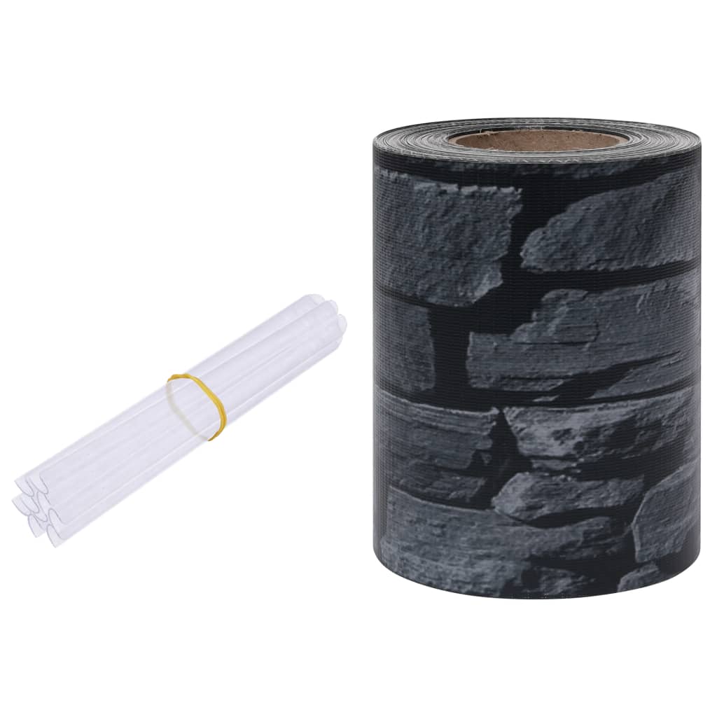 Panou intimitate gradina, gri, 35 x 0,19 m, PVC, aspect piatra