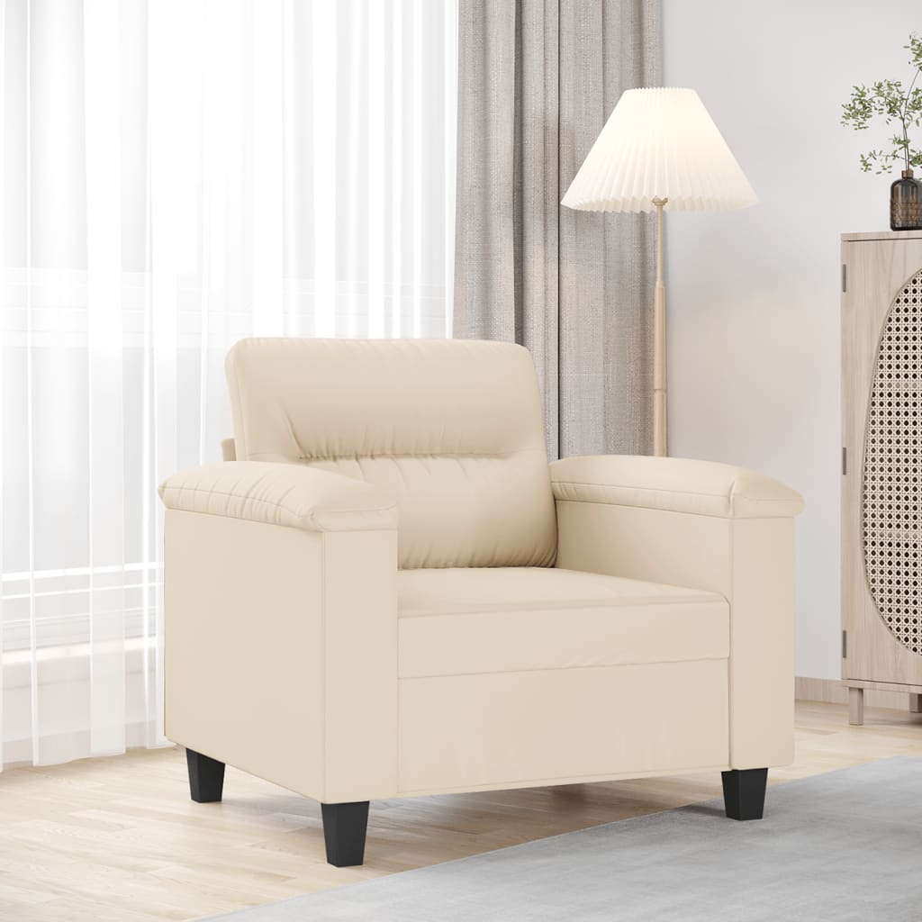 Fotoliu canapea, bej, 60 cm, textil microfibra — imaginea 2