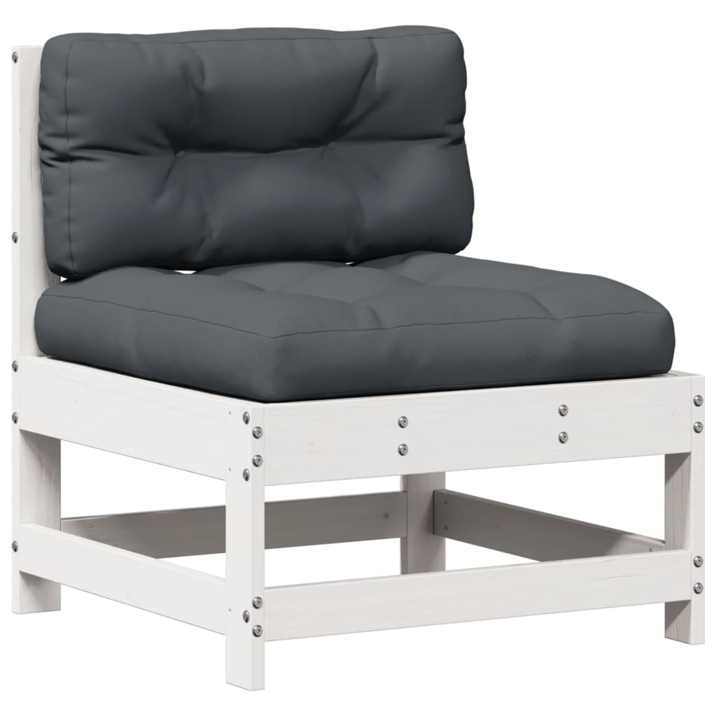 Set mobilier gradina cu perne, 8 piese, alb, lemn masiv de pin — imaginea 5