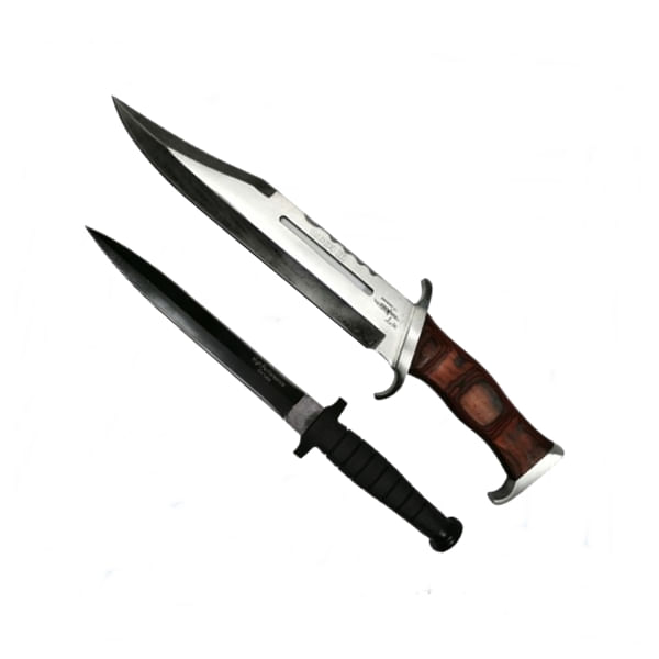 Set doua cutite de vanatoare, Tactical Knife, IdeallStore®, Otel inoxidabil, Teaca inclusa