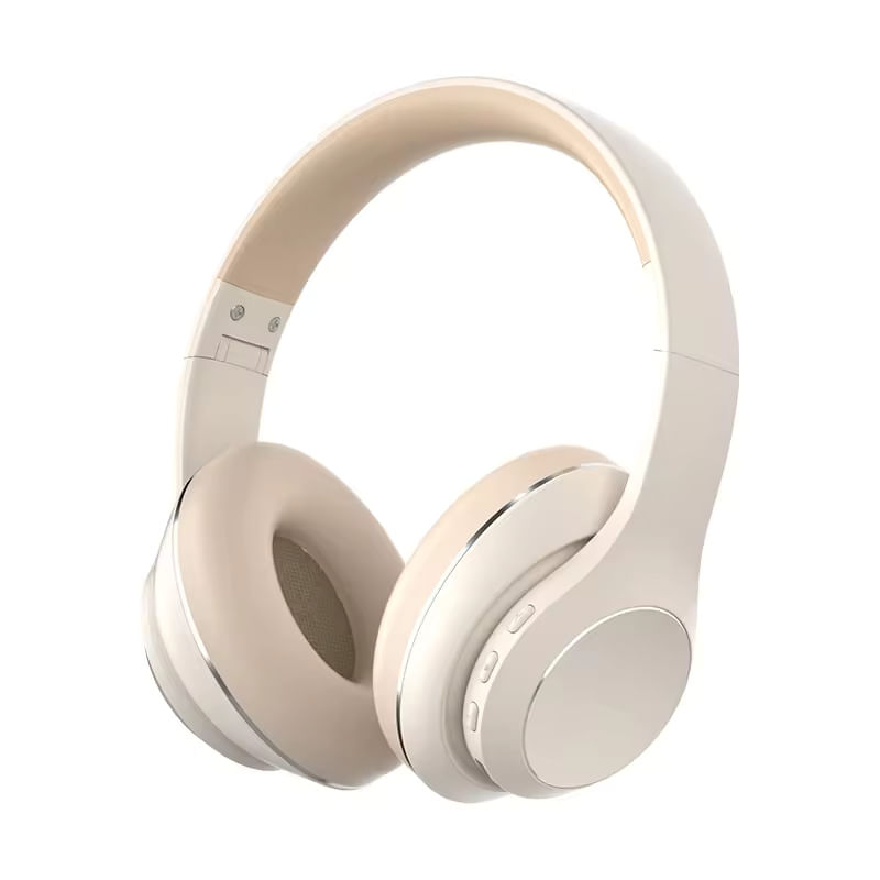 Casti Bluetooth 5.3 BiXXBi BH15, Baterie Integrata, Difuzor Dual Core 40mm, Noise Cancelling, HI-FI, 9D Sorround, Bej