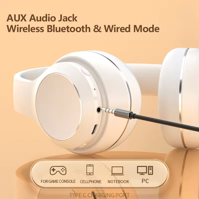 Casti Bluetooth 5.3 BiXXBi BH15, Baterie Integrata, Difuzor Dual Core 40mm, Noise Cancelling, HI-FI, 9D Sorround, Bej - 2 | YEO